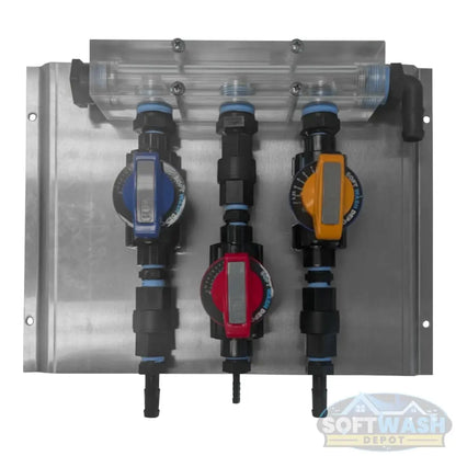 (3 Port & 4 Port) - Clear Acrylic Soft Washing Mixing Proportioner with Precision Flow Valves